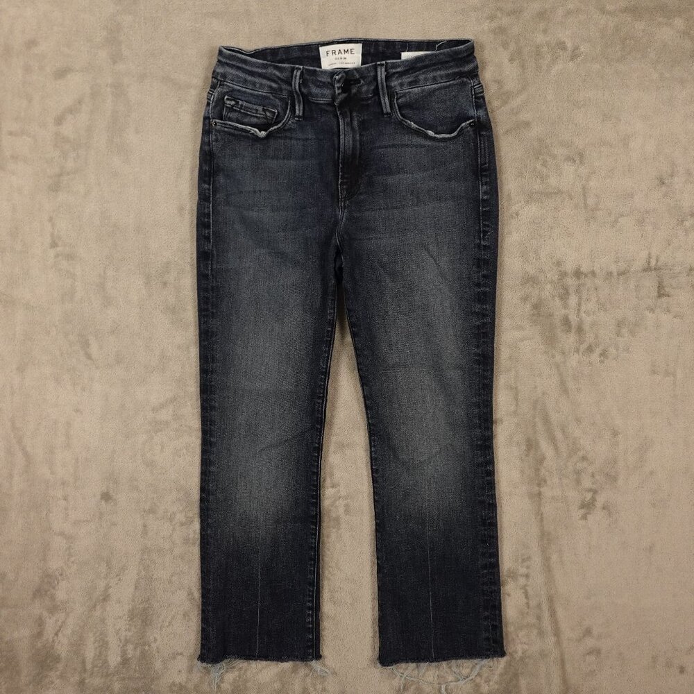 Frame jeans Le Mini Boot crop women's 25 blue denim‎ raw hems